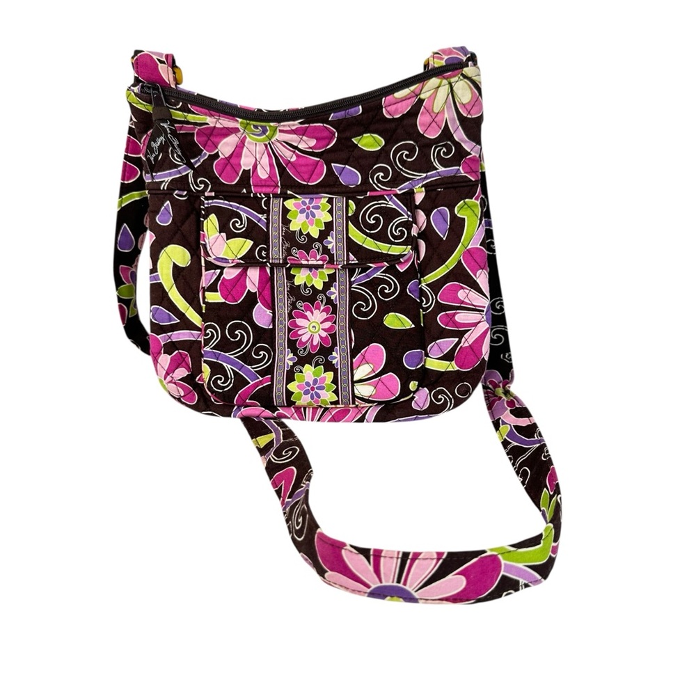 Vera Bradley Floral Crossbody Bag in Brown, Pink & Green